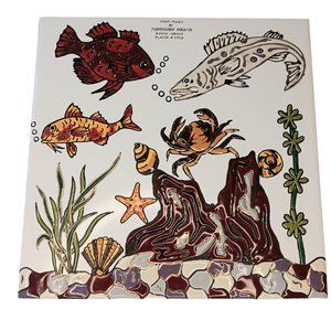 Handmade Keramik Rodos Greece Fish Ocean Tile
